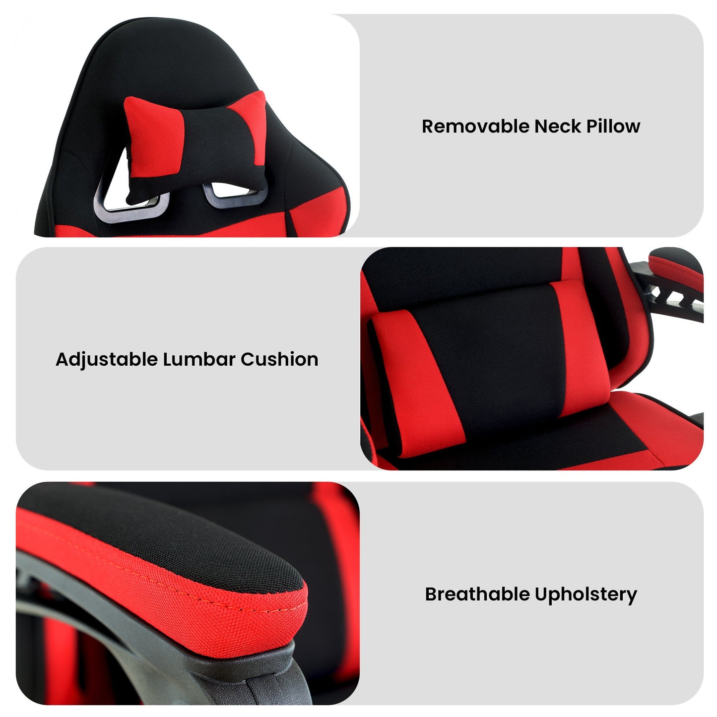 Sarantino Antre Kids Study Gaming Chair Black Red Computer Desk Seat Adjustable Height, Ergonomic Back Support, Padded Armrests