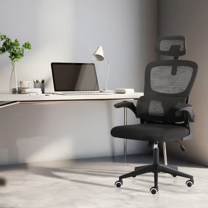 Work Office Chair - Lumber Support, Flip-up Armrest, Adjustable Headrest SITIO - Black